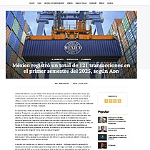 M�xico registr� un total de 121 transacciones en el primer semestre del 2025, seg�n Aon